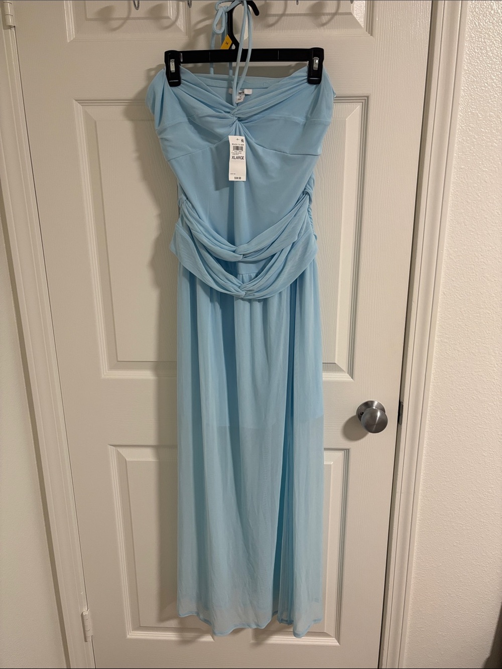 Bar III Strapless Halter Maxi Dress in Light Blue